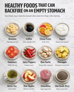 foods to avoid on empty stomach including coffee citrus yogurt banana
