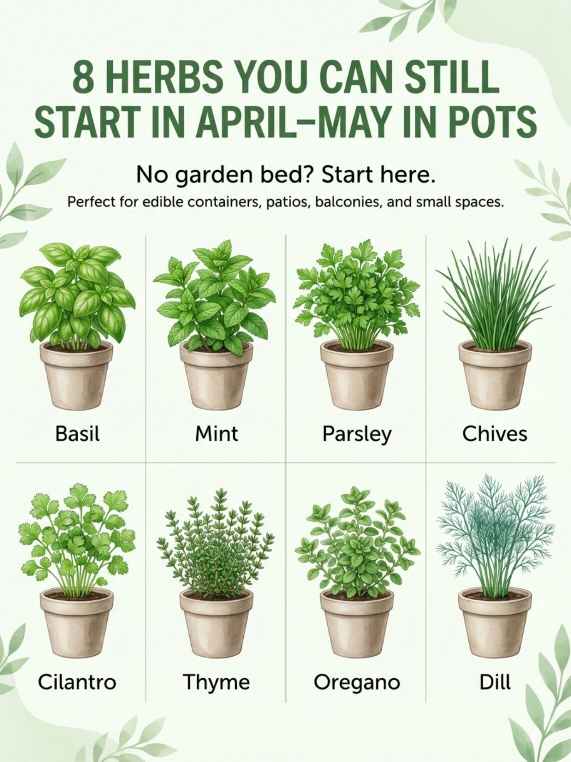 8 Herbs You Can Still Start in April–May in Pots