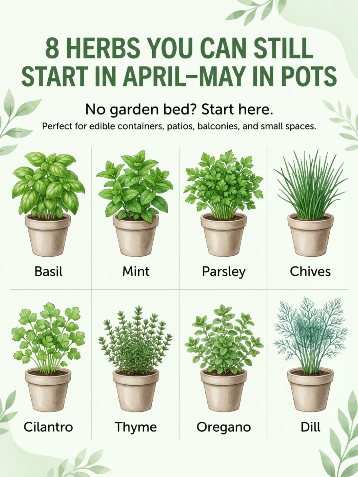 8 Herbs You Can Still Start in April–May in Pots