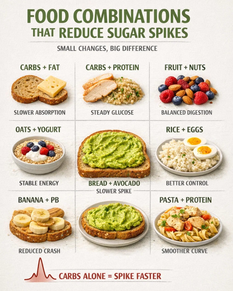 food combinations to reduce blood sugar spikes infographic