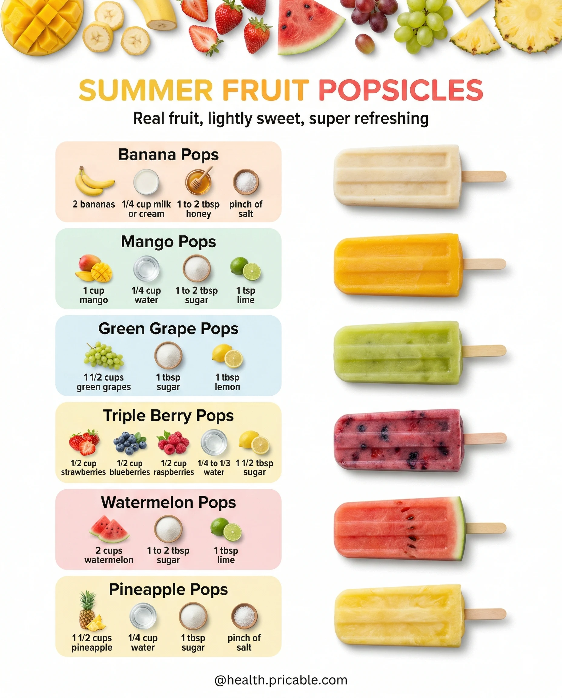 6 Summer Fruit Popsicles