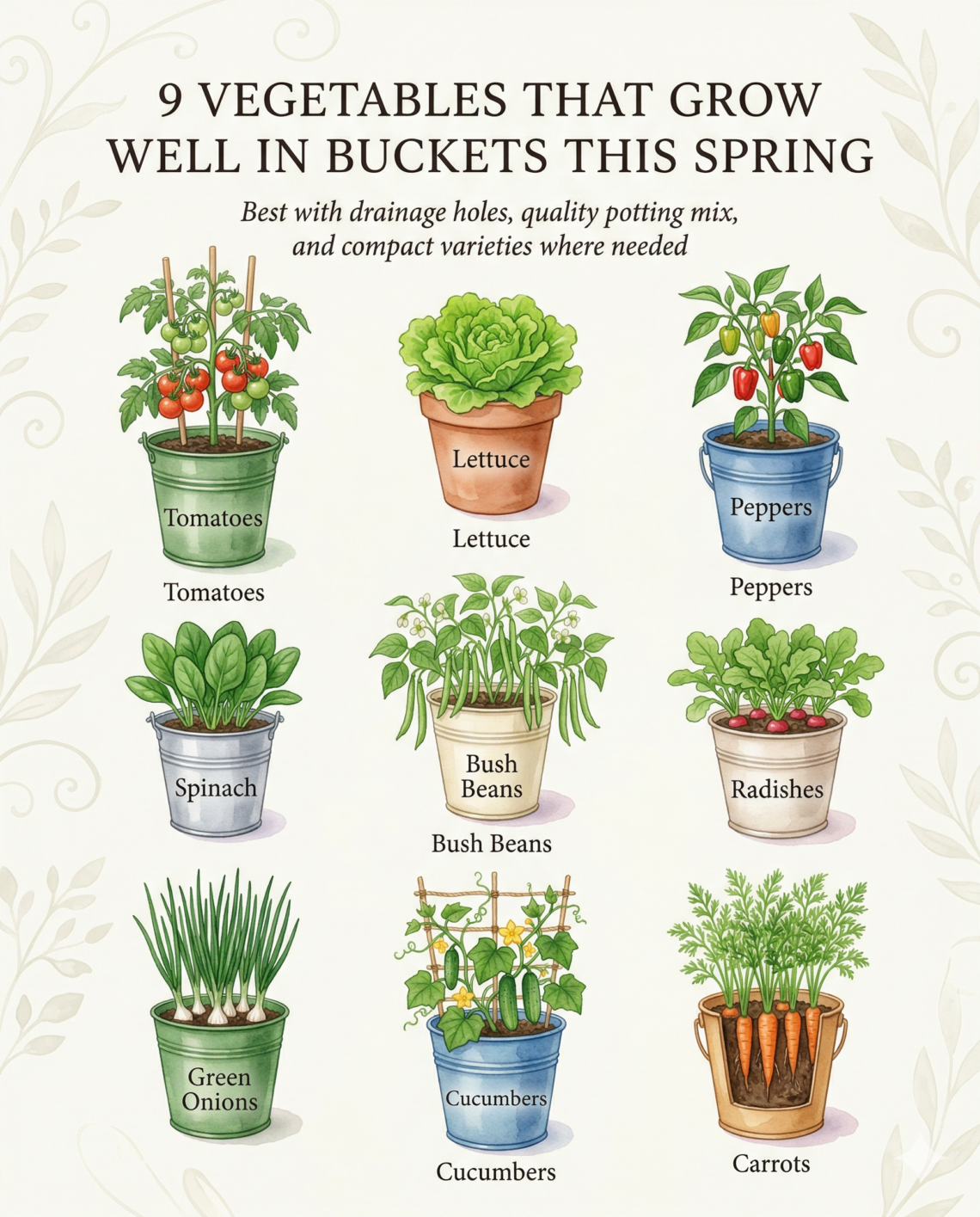 9 Vegetables That Grow Well in Buckets