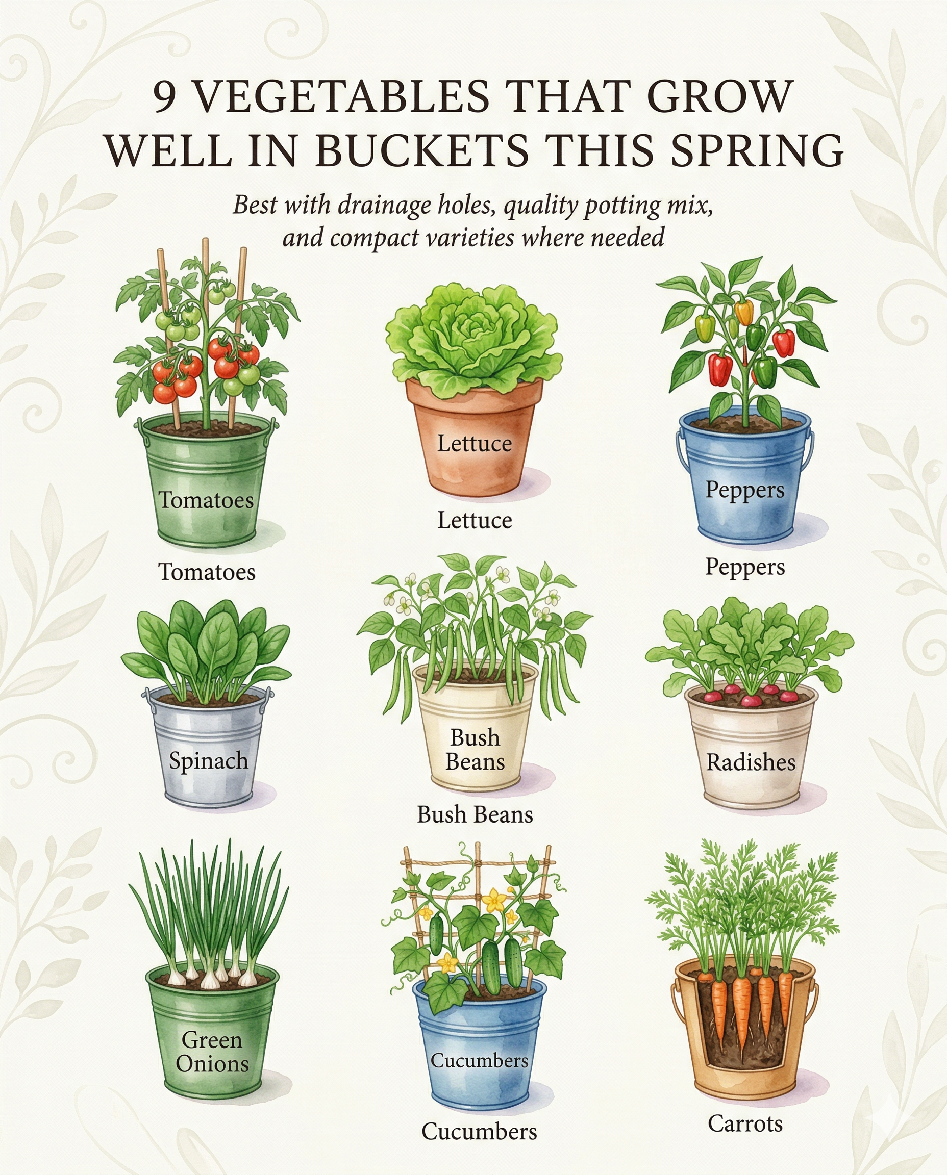 9 Vegetables That Grow Well in Buckets