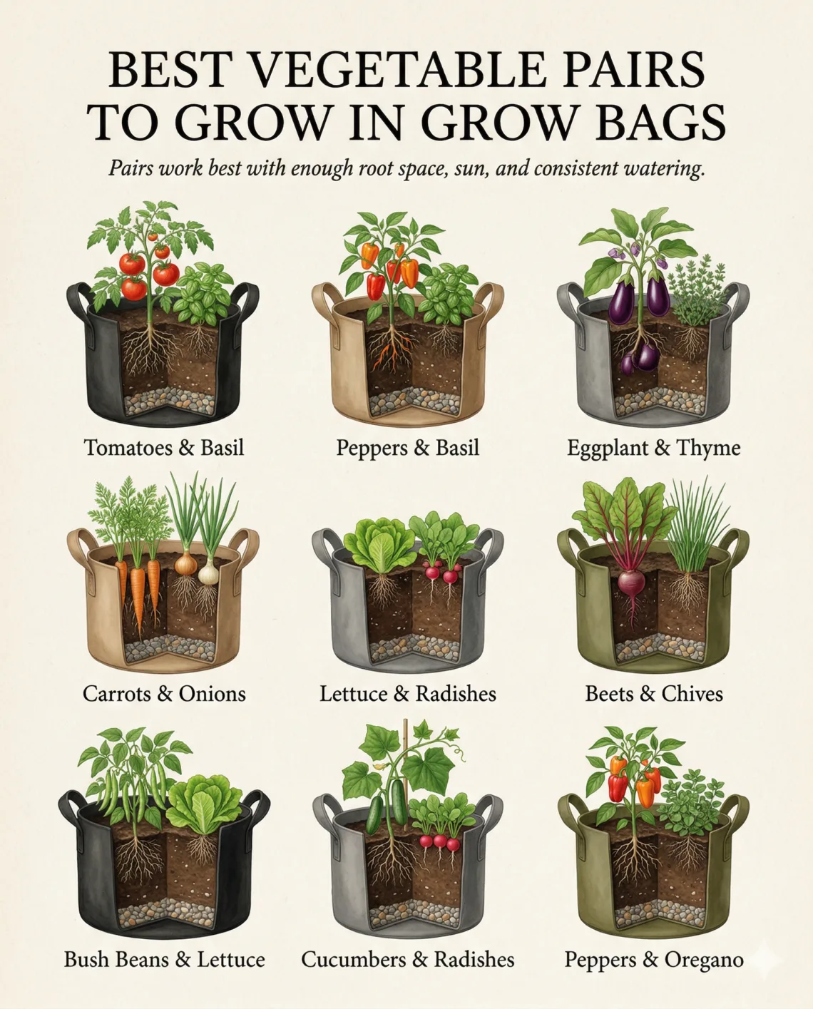 Best Vegetable Pairs to Grow in Grow Bags