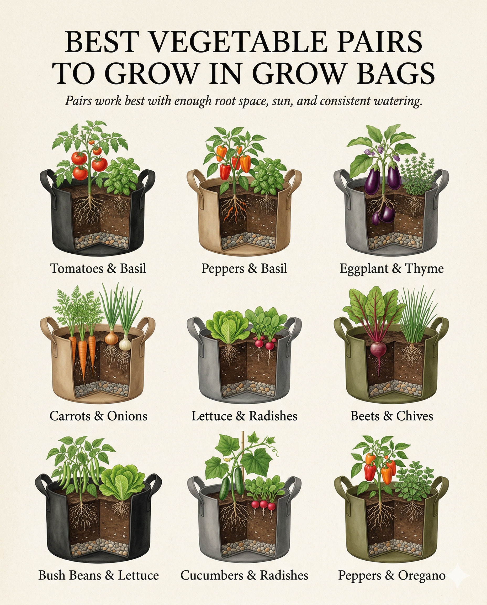 Best Vegetable Pairs to Grow in Grow Bags