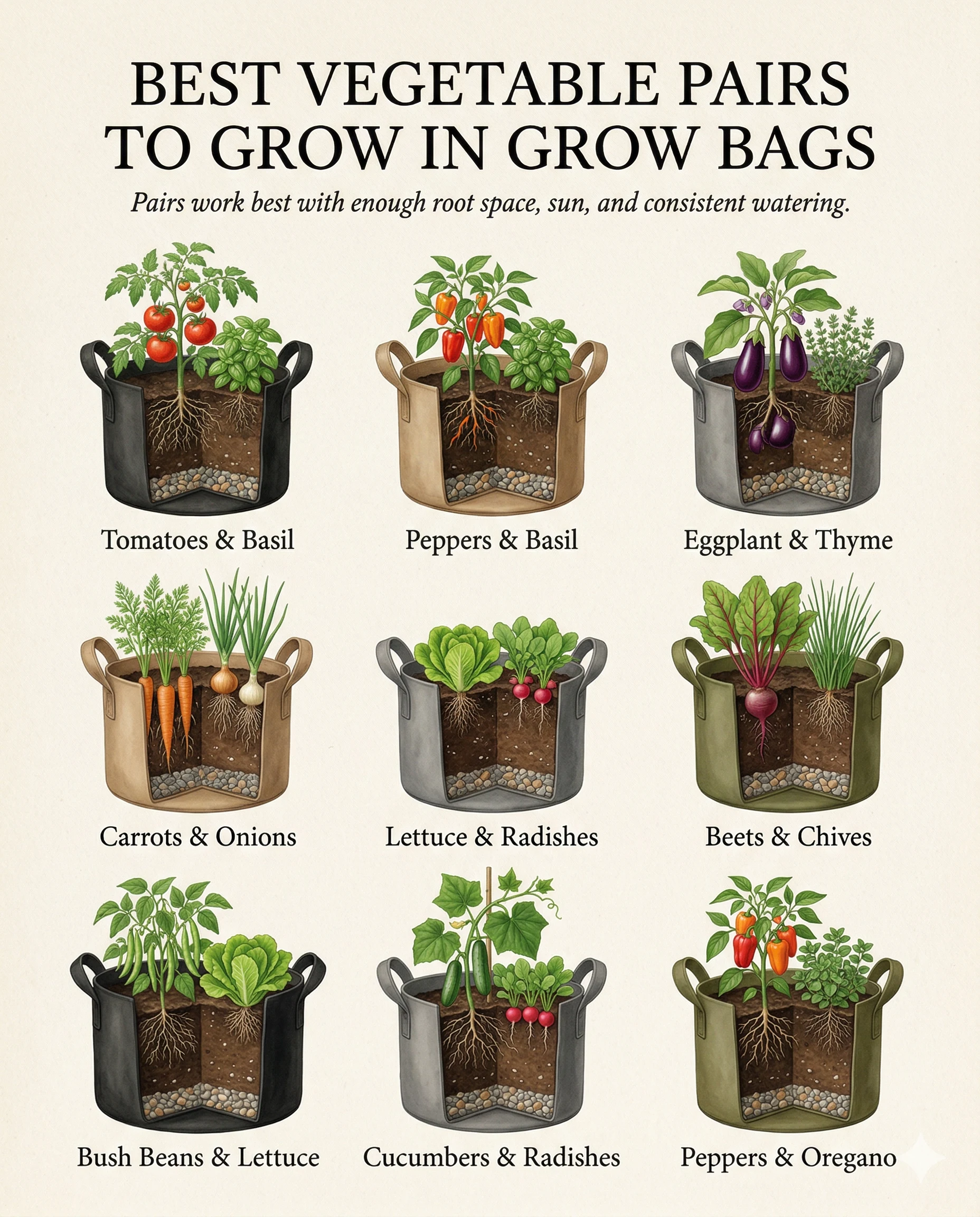 Best Vegetable Pairs to Grow in Grow Bags