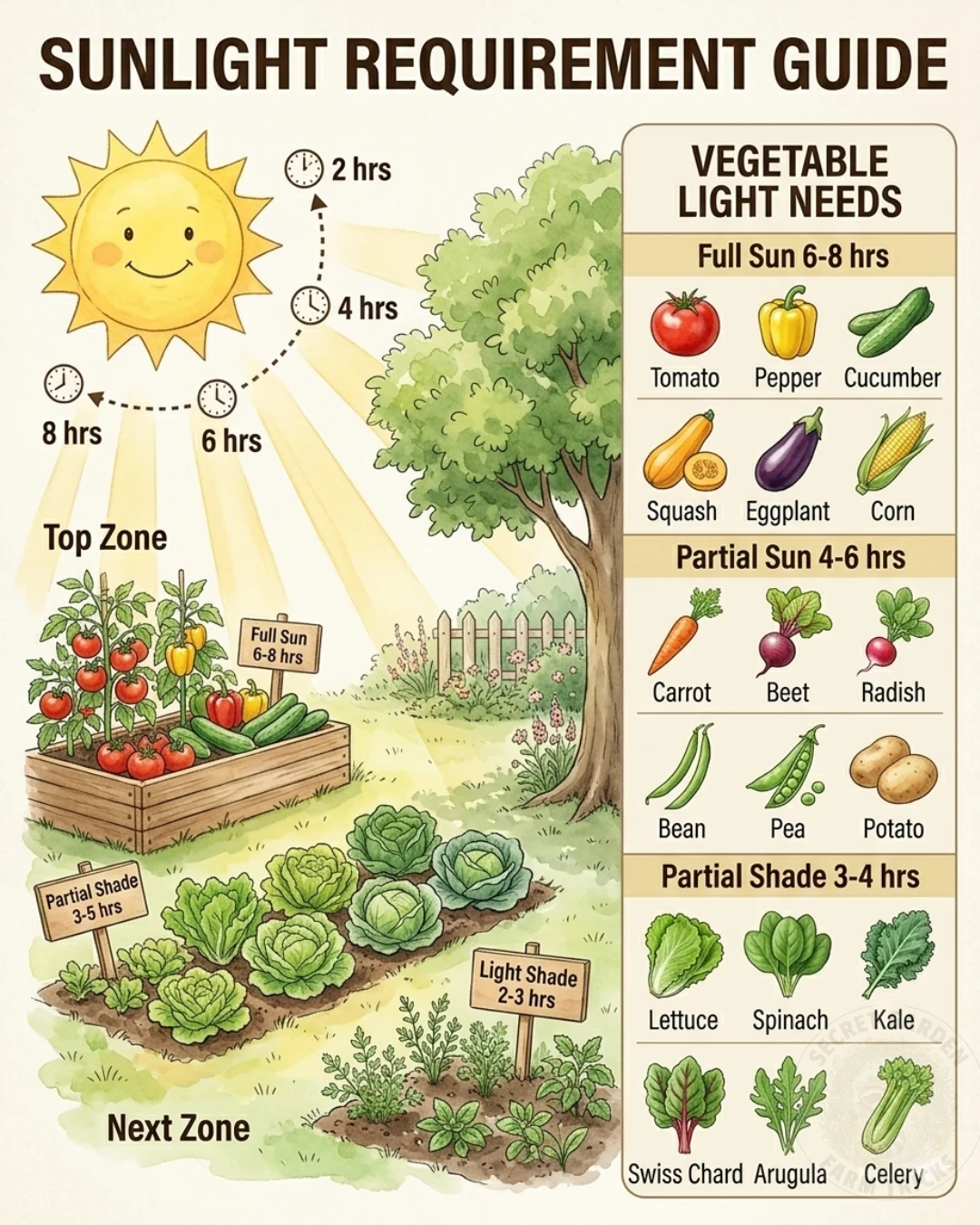 Sunlight Requirement Guide for Vegetables