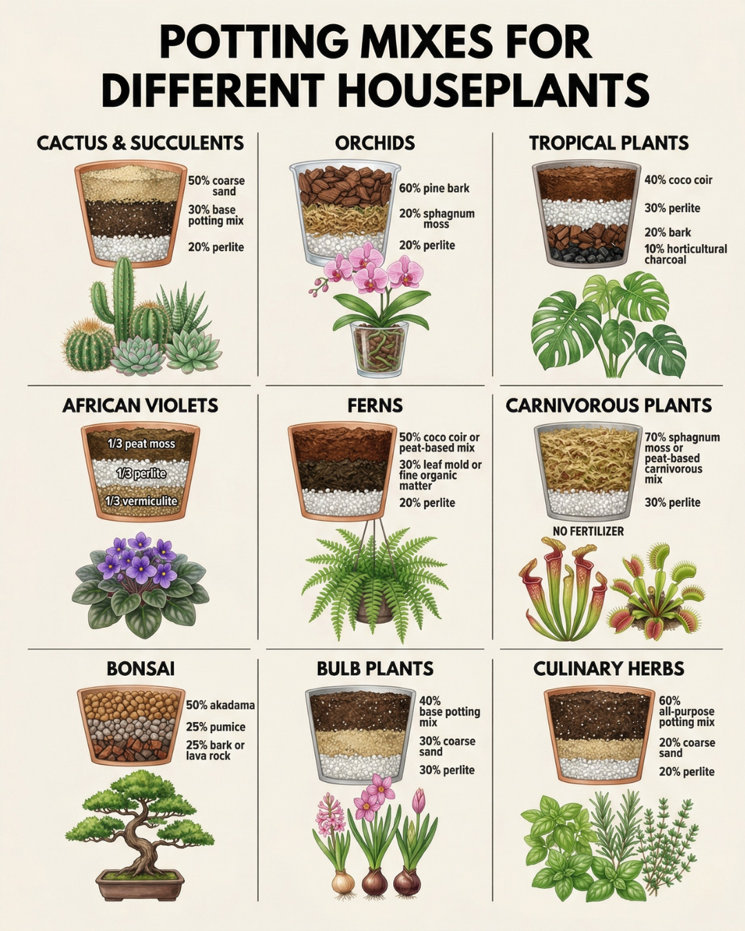 Potting Mixes for Different Houseplants
