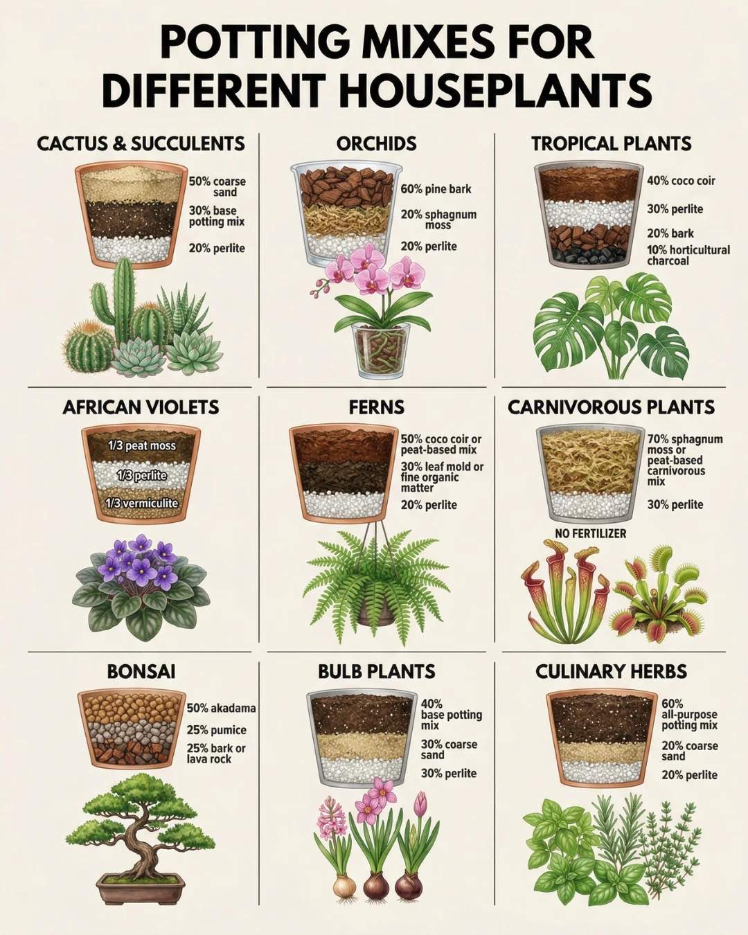Potting Mixes for Different Houseplants