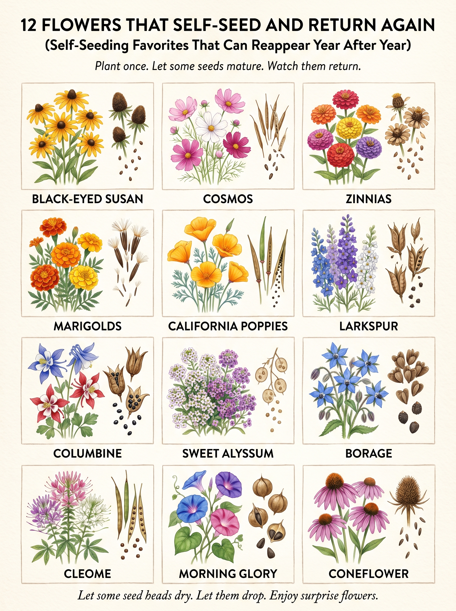 12 Self Seeding Flowers