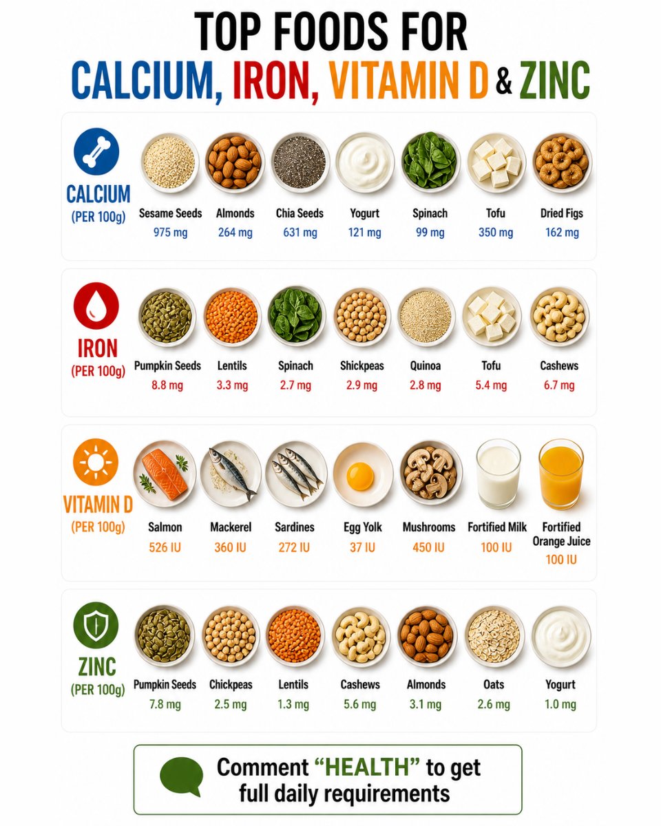 Top Foods for Calcium, Iron, Vitamin D, and Zinc: A Simple Nutrition Guide to Build Stronger Meals