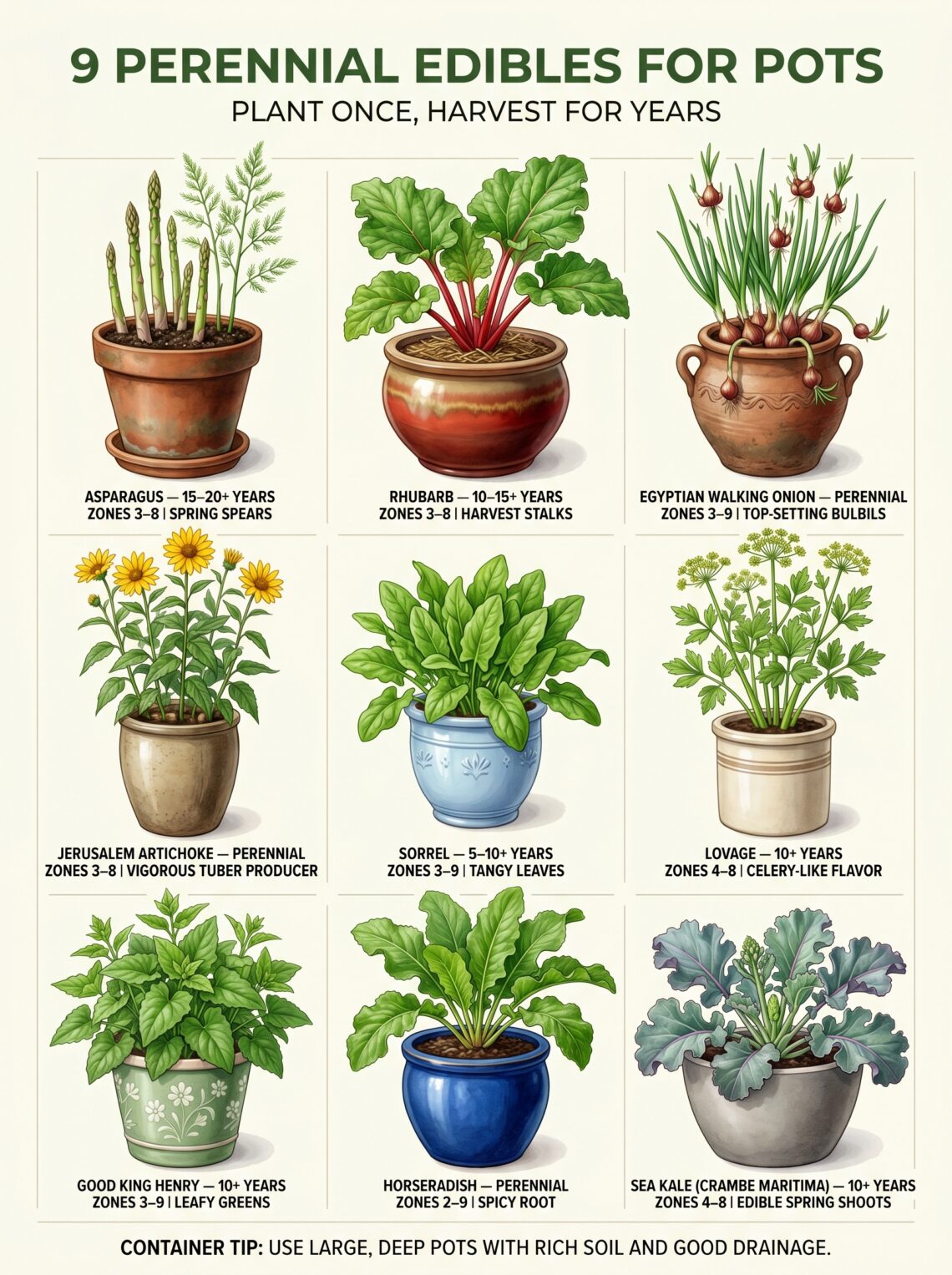 9 Perennial Edibles for Pots