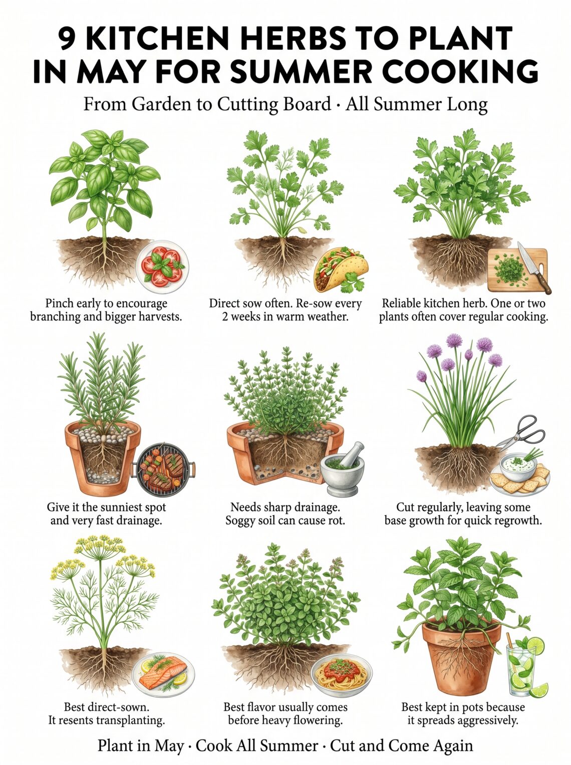 9 Kitchen Herbs to Plant in May for Summer Cooking: A Smart Herb Garden Guide for Fresh Flavor All Season