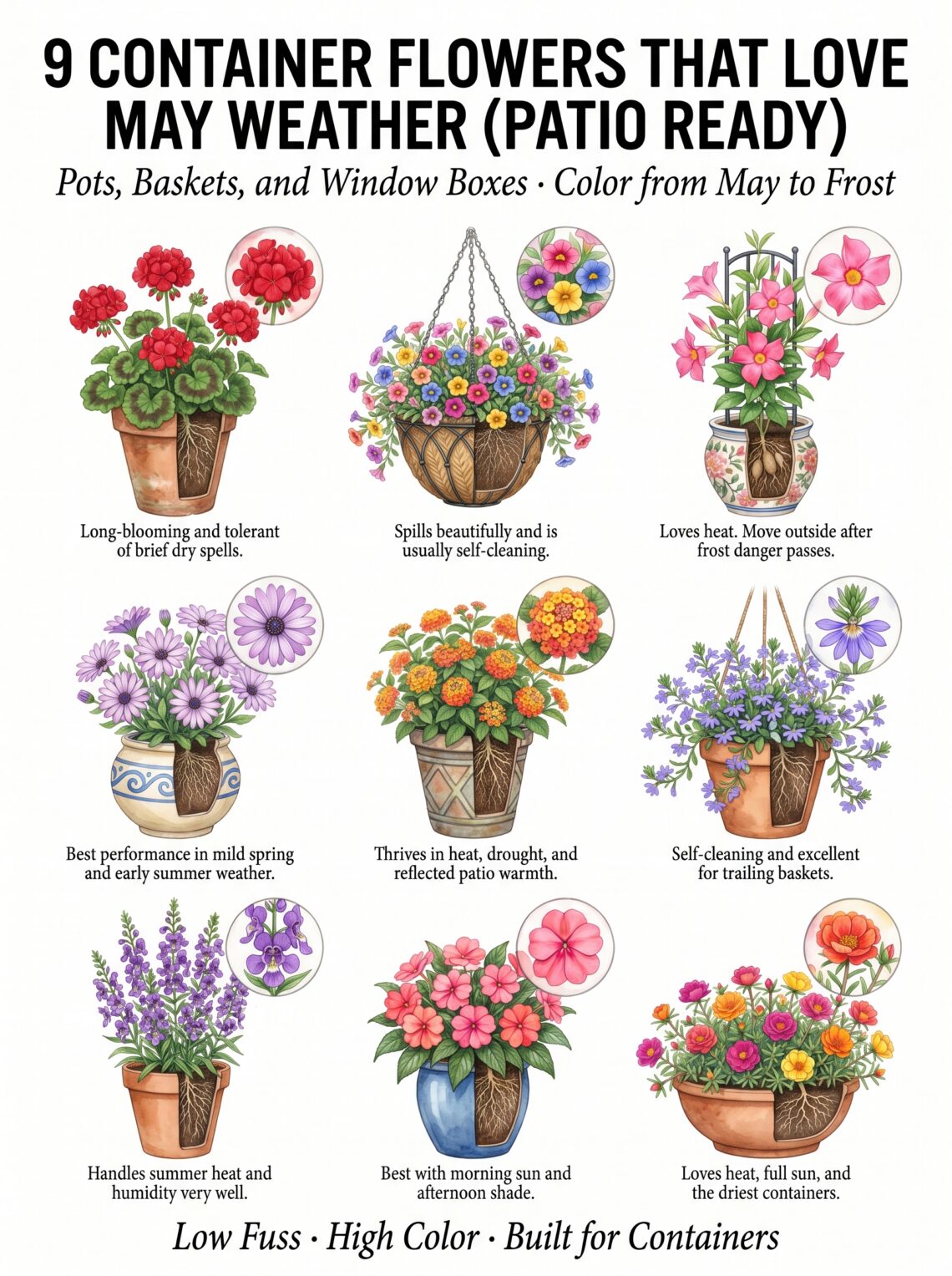 9 Container Flowers That Love May Weather