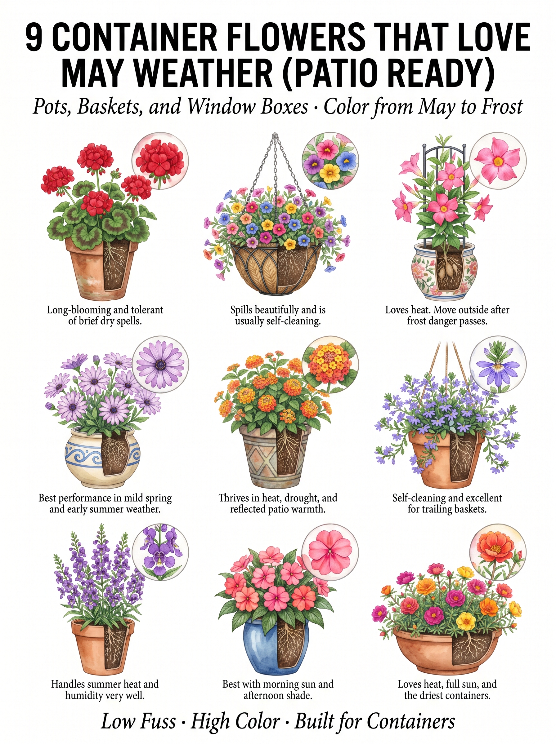 9 Container Flowers That Love May Weather