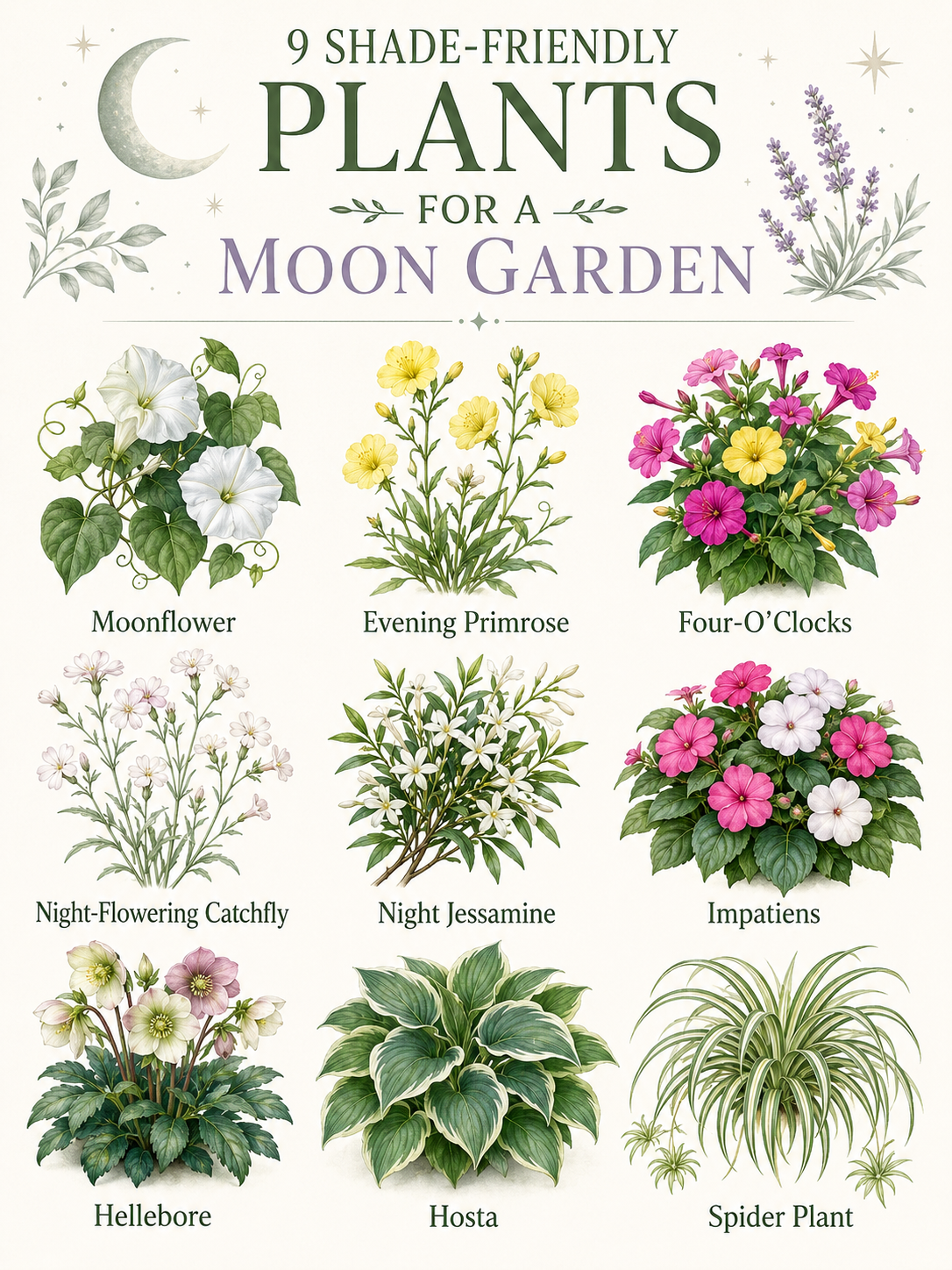 9 Shade-Friendly Plants for a Moon Garden: Best Evening-Blooming and Silver-Soft Plants for Glowing Nighttime Beauty