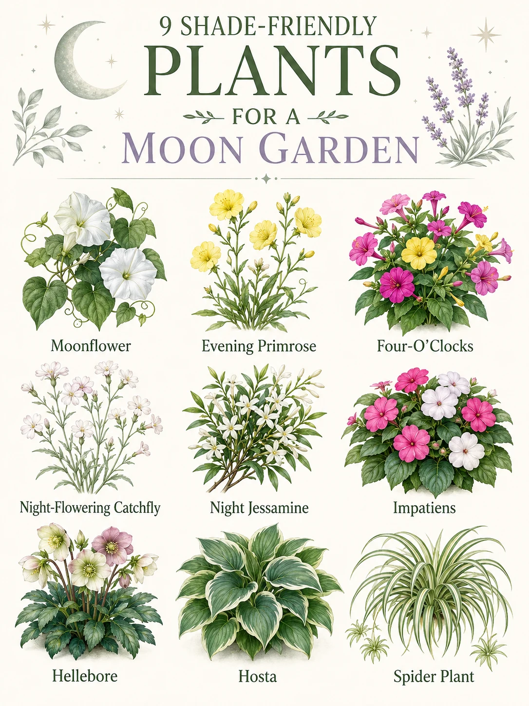 9 Shade-Friendly Plants for a Moon Garden: Best Evening-Blooming and Silver-Soft Plants for Glowing Nighttime Beauty