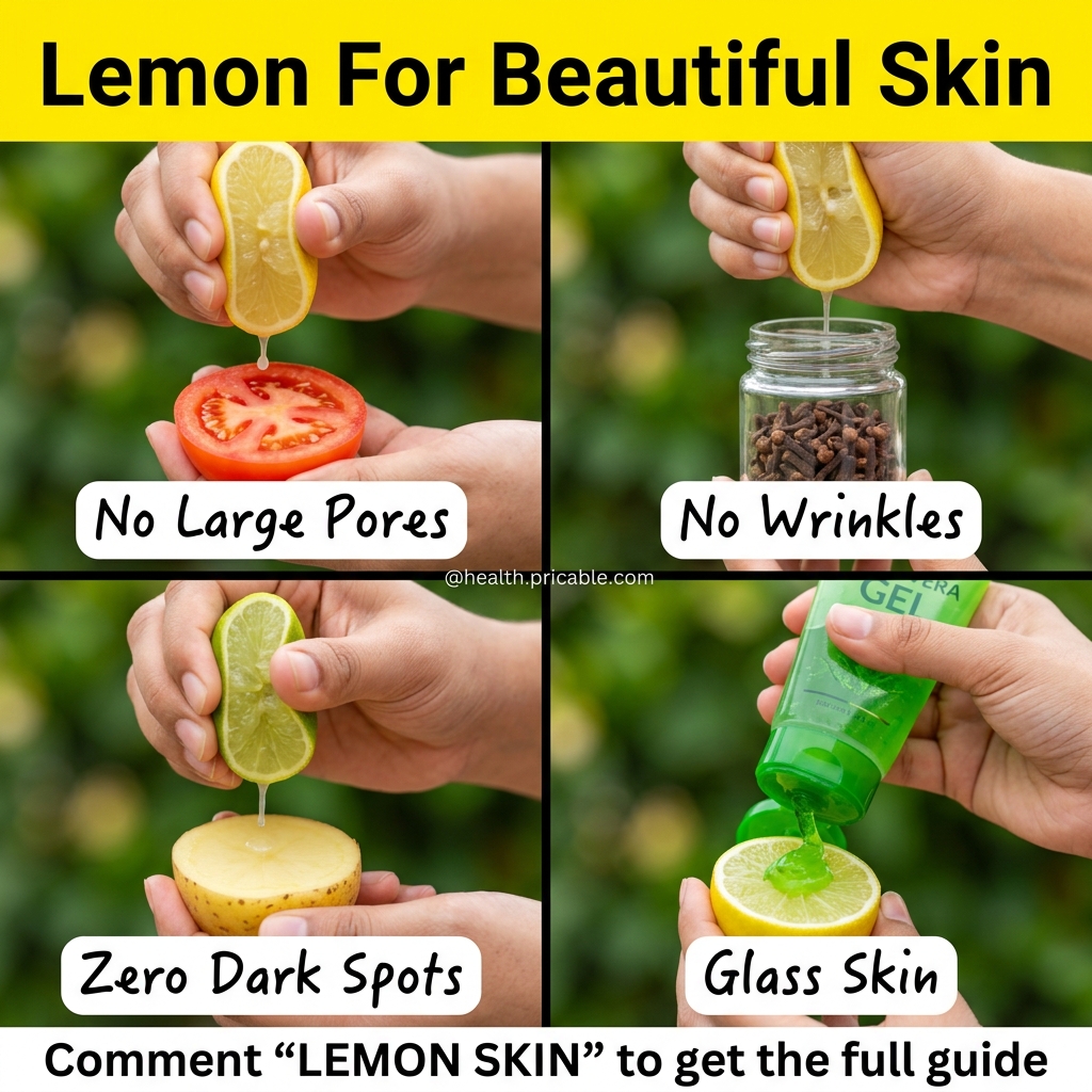 A vibrant collage showcasing various natural skincare DIYs with lemon lime juice being extracted onto other natural ingr