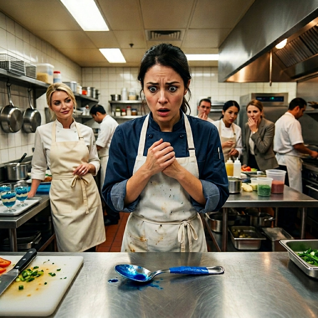 They Found a Blue-Stained Spoon Beside My Prep Station, Then My Rival Said One Ingredient She Shouldn’t Have Known