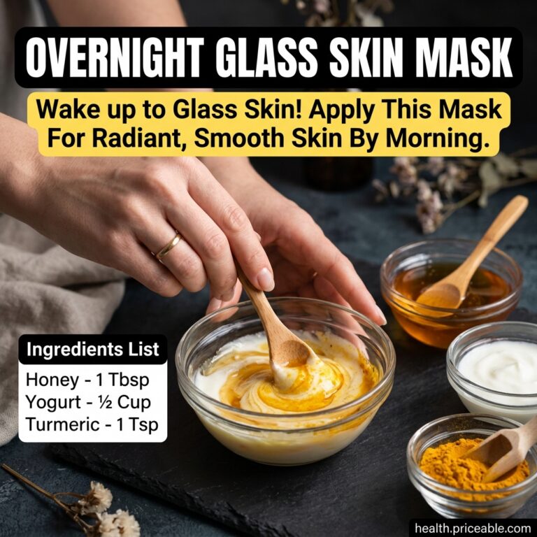 A hand gently mixing honey plain yogurt and a pinch of turmeric powder in a small rustic ceramic bowl The ingredients ar