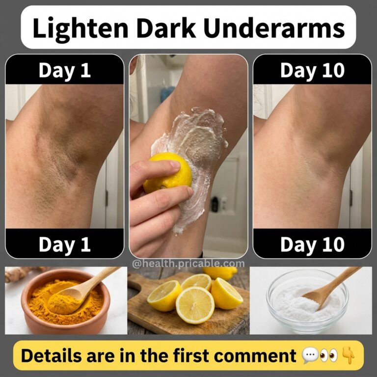 A multi-panel collage showing a Day 1 dark underarm a hand applying a lemon and turmeric paste and a Day 10 lighter unde