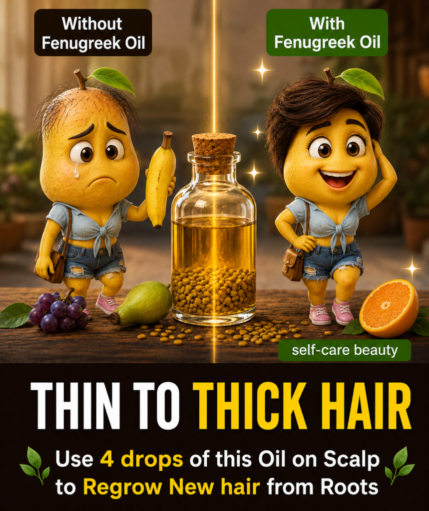 A beautiful golden bottle of fenugreek oil surrounded by scattered fenugreek seeds with a subtle encouraging visual of h
