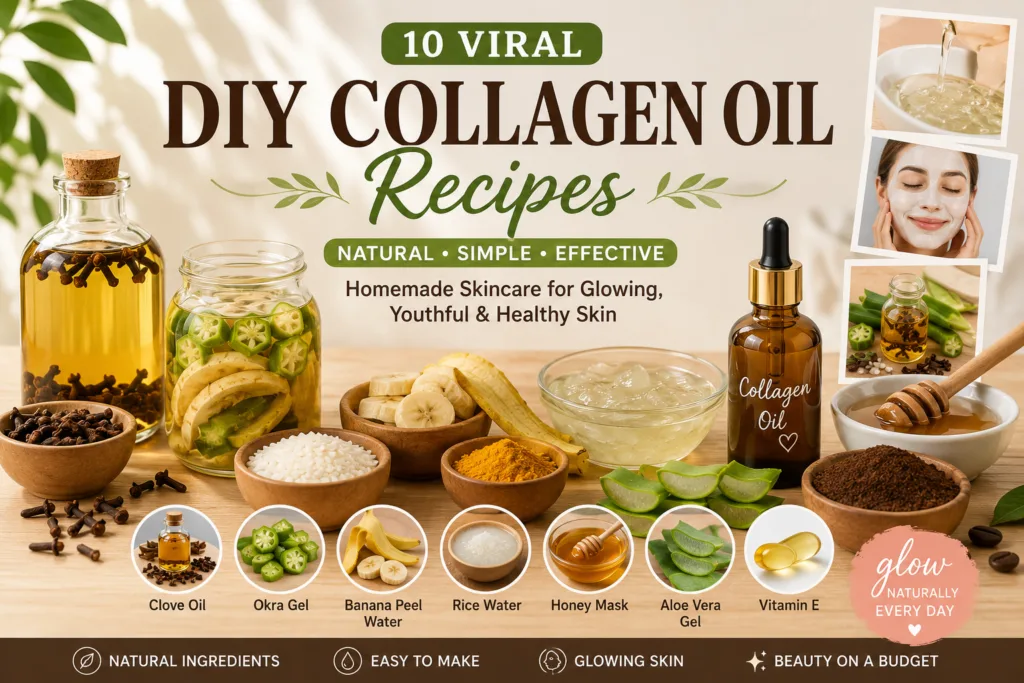 A brightly lit flat lay of various natural ingredients like cloves okra banana rice turmeric aloe vera coffee grounds ho