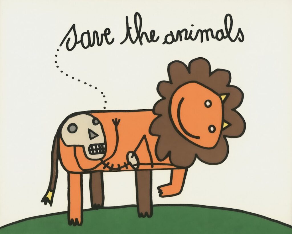 A colorful and playful animal equation puzzle with cartoon animals like a cat dog and bird representing numbers in simpl