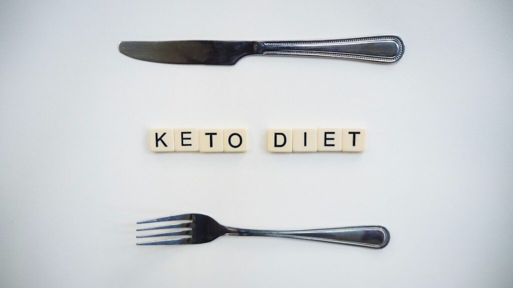 A split image showing Eat and Avoid sections for the keto diet The Eat side features images of avocado salmon eggs olive