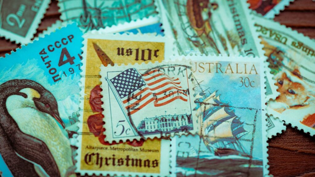 A vintage 1980s US postage stamp perhaps with a classic design or an iconic figure from that era