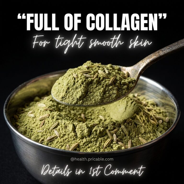 A silver spoon full of olive-green powder with fennel seeds over a matching metal bowl also filled with the powder on a 