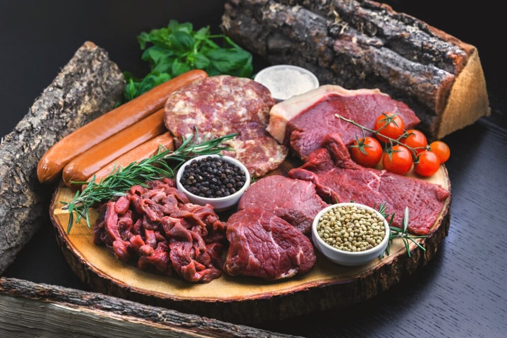 A vibrant infographic or chart illustrating the key nutritional benefits of chicken beef pork and turkey for various org