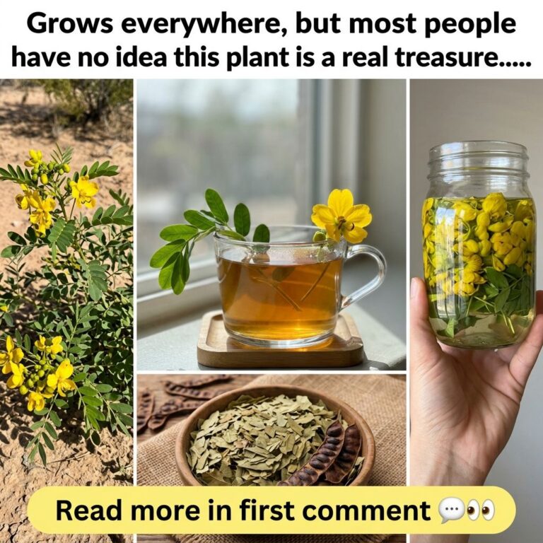 A collage showing the Mullein plant with yellow flowers in the wild a mug of Mullein tea a jar of Mullein infusion and d