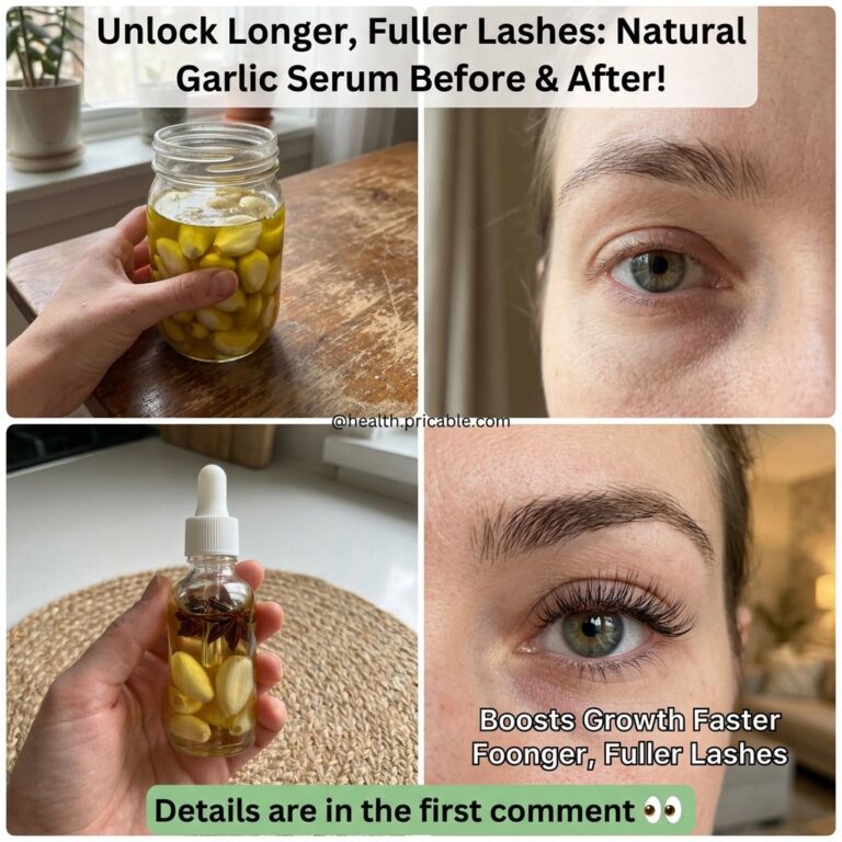 Before and after comparison of eyelashes showing significant growth and fullness after using a natural garlic serum One 