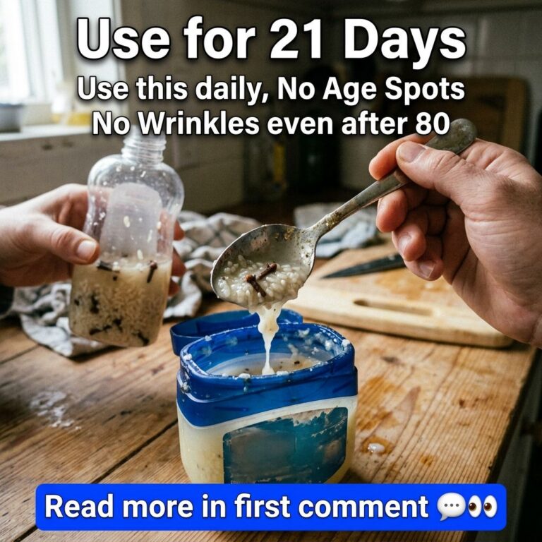 A close-up of hands preparing a homemade beauty remedy on a rustic wooden table with one hand holding a bottle of liquid