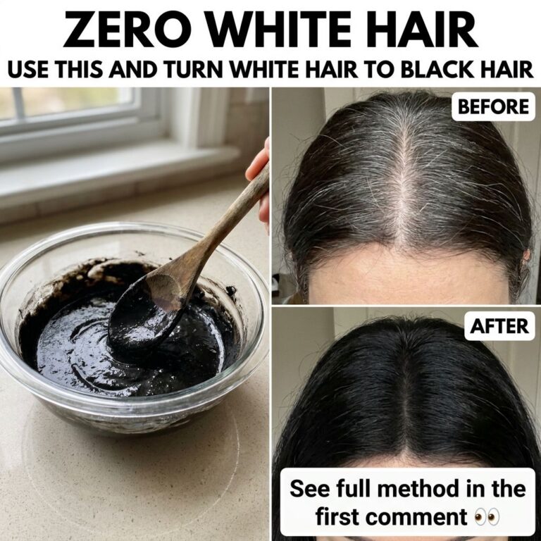 A close-up of a person s hand mixing a dark thick natural hair dye paste in a clear glass bowl with a wooden spoon The b
