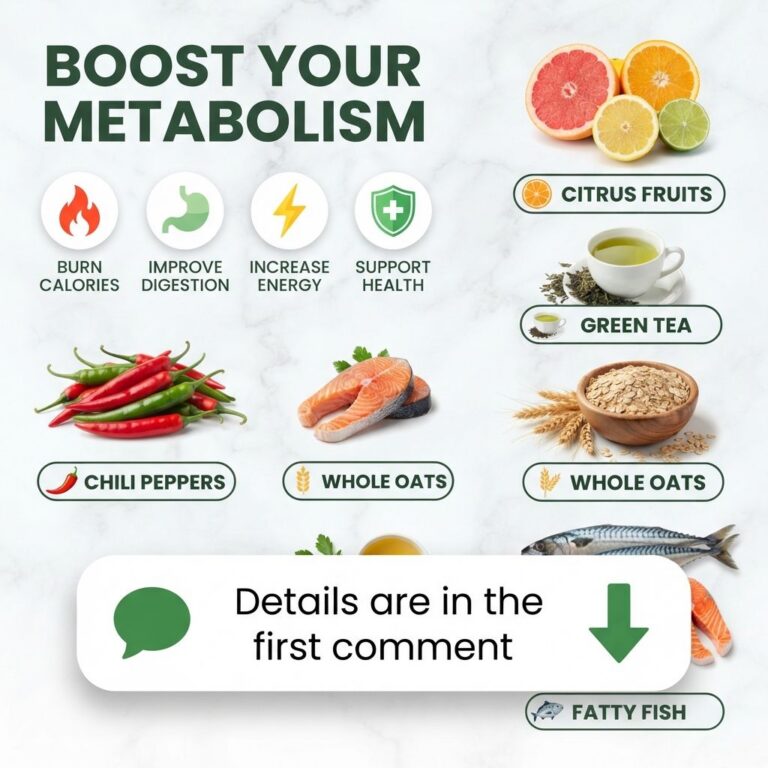 An infographic summarizing the benefits of boosting metabolism burn calories improve digestion increase energy support h