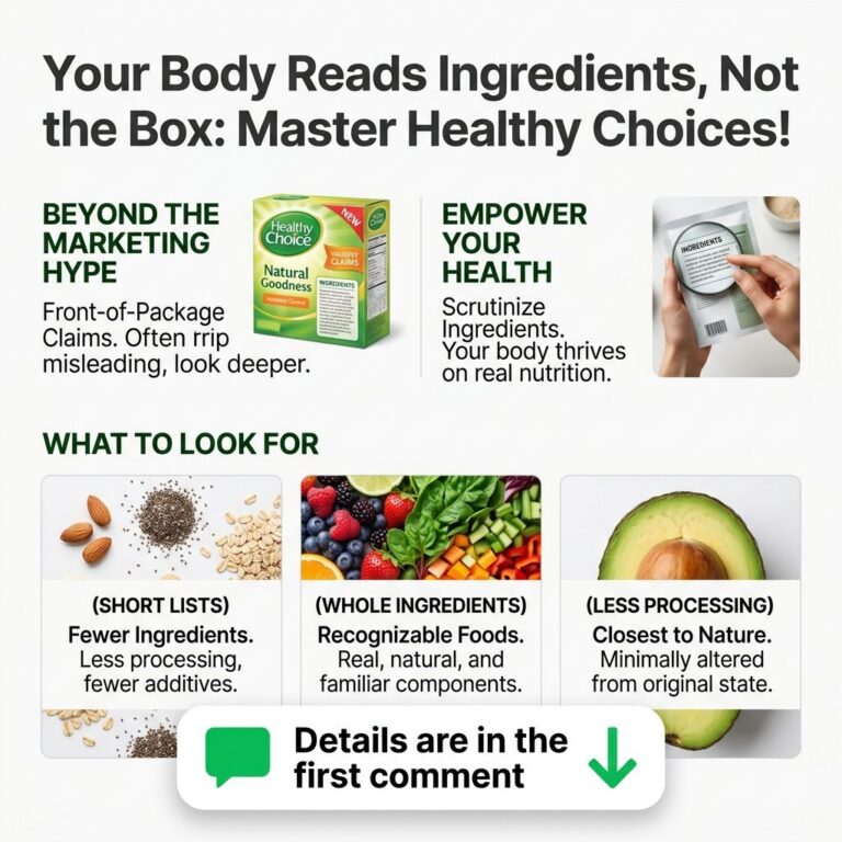 A visual representation of an infographic with a headline Your Body Reads Ingredients Not the Box Master Healthy Choices