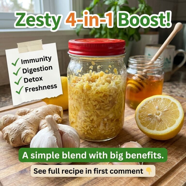 A close-up slightly overhead shot of a wooden cutting board with a glass jar filled with grated ginger and garlic To the