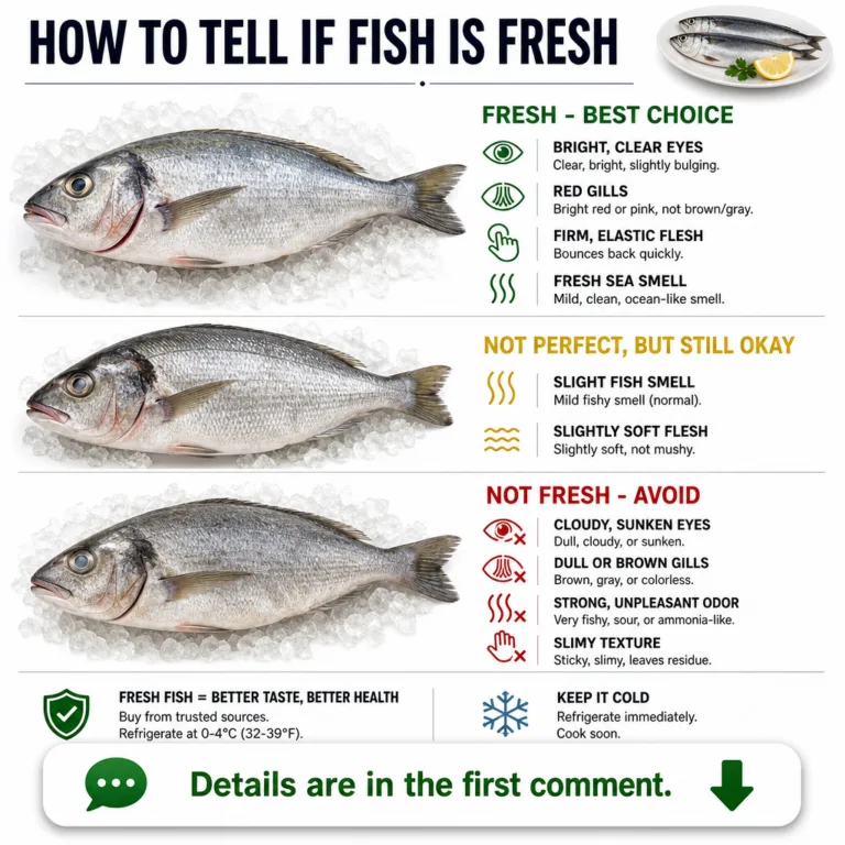 Three whole fish specimens on ice showing indicators of freshness clear eyes red gills for fresh slightly cloudy eyes sl