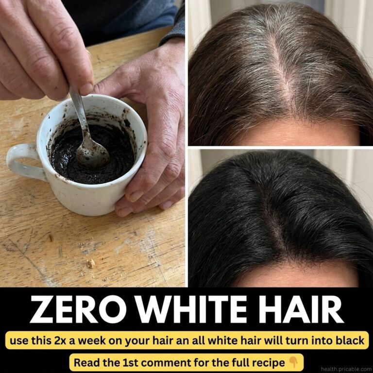 Hands stirring a dark thick paste in a white mug representing the preparation of the hair remedy