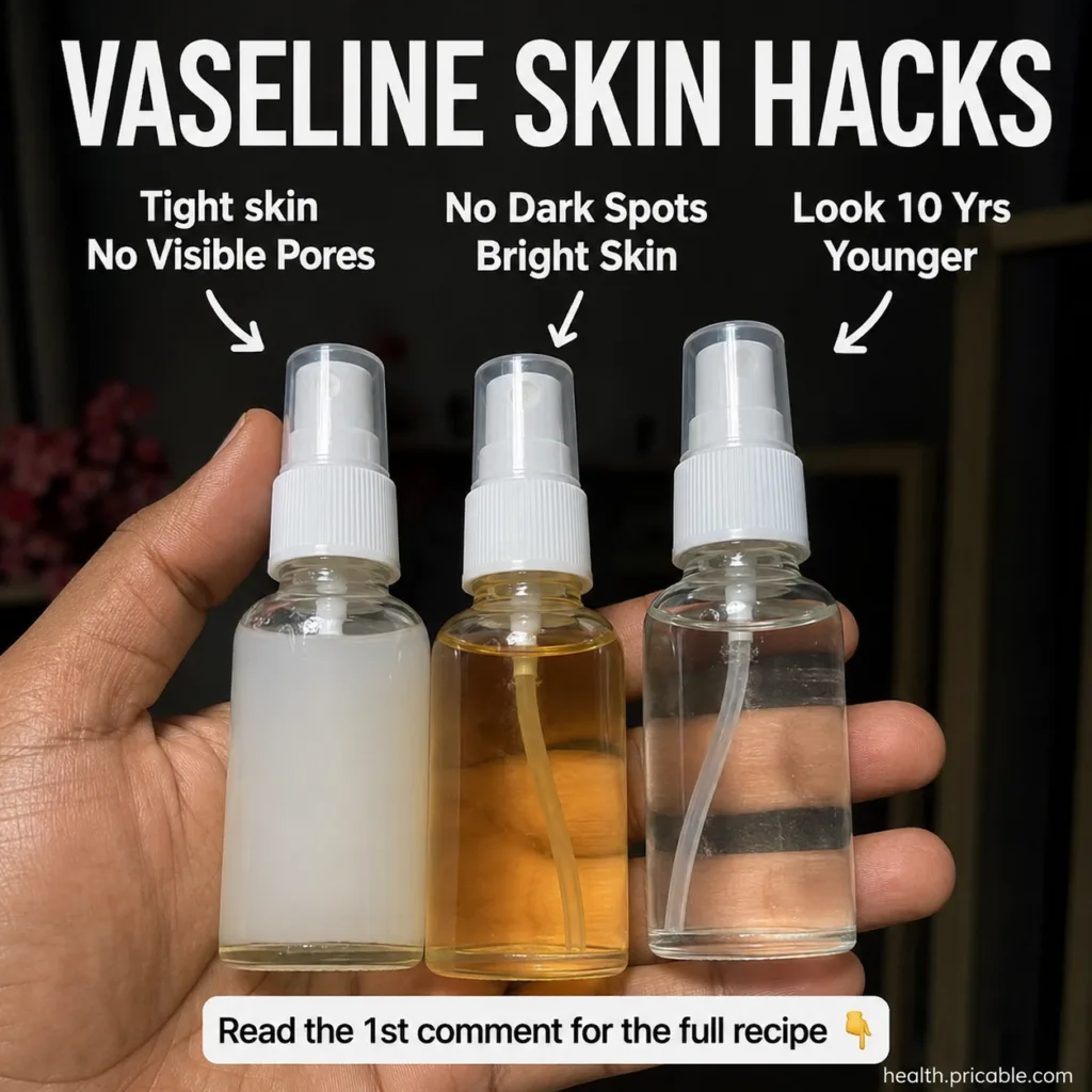 Three small clear spray bottles each containing a different liquid mixture white opaque yellowish-amber and clear transp