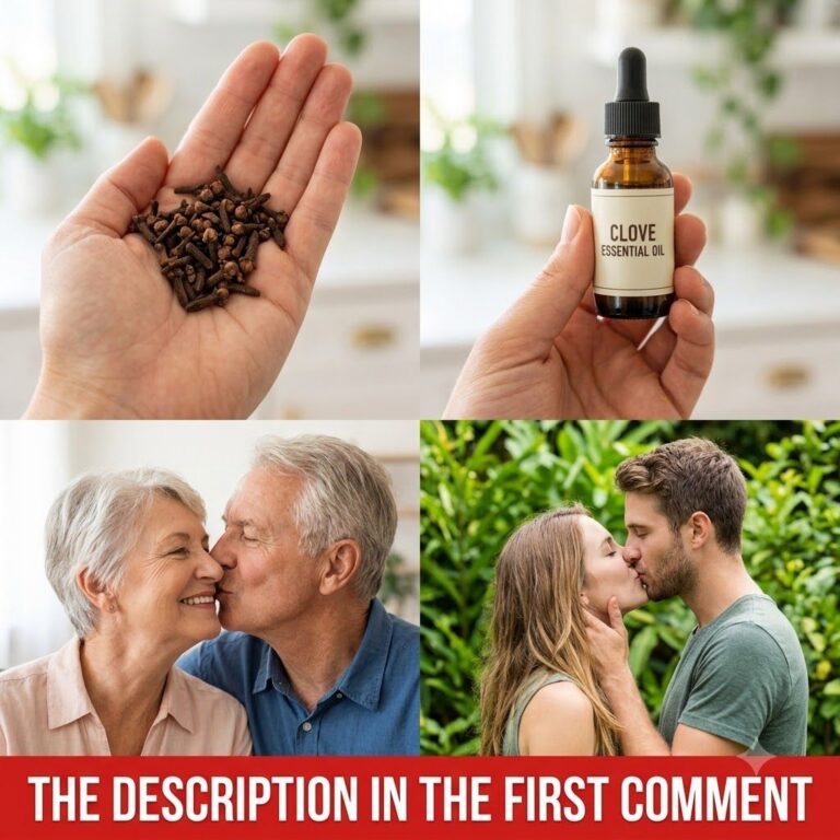 A four-panel collage featuring whole cloves a bottle of clove essential oil and images of happy couples across different