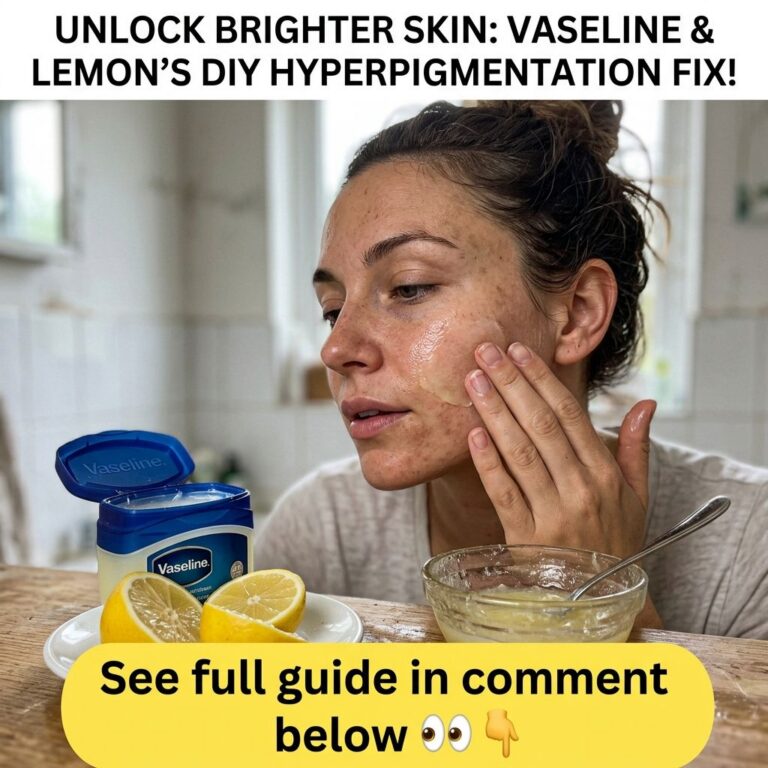 A woman applying a homemade Vaseline and lemon mixture to her face focusing on areas with hyperpigmentation In the foreg