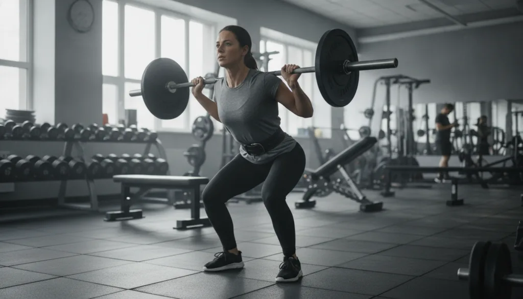 A person demonstrating a common squat mistake knees caving inwards