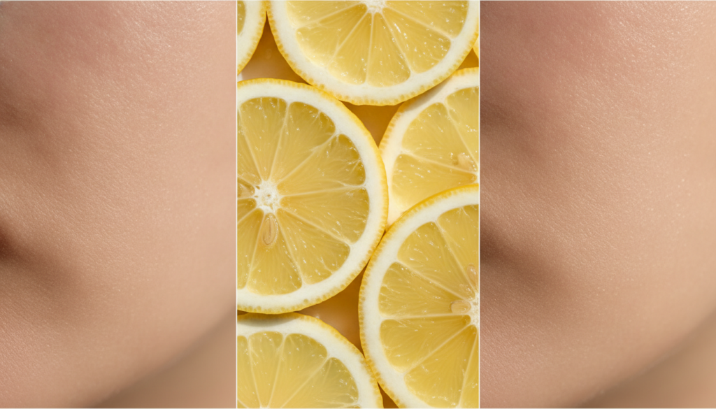 A close-up before and after comparison of skin around the nose area showing a reduction in pores and improved smoothness