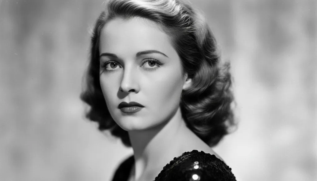 A black and white portrait of a young Joan Crawford from the 1930s looking glamorous and determined