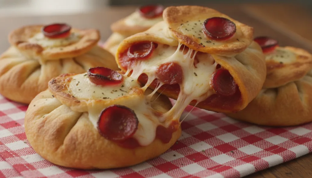 Crispy tortilla wraps filled with marinara sauce pepperoni and melted mozzarella cheese resembling mini pizzas