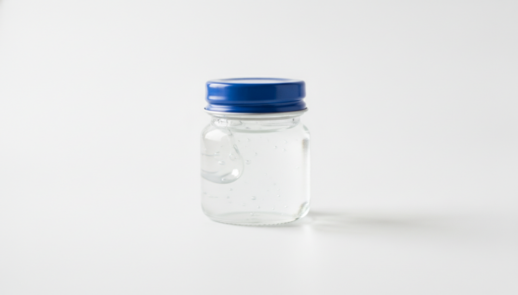 A close-up shot of a small jar of Vaseline petroleum jelly on a clean light surface highlighting its simple classic pack