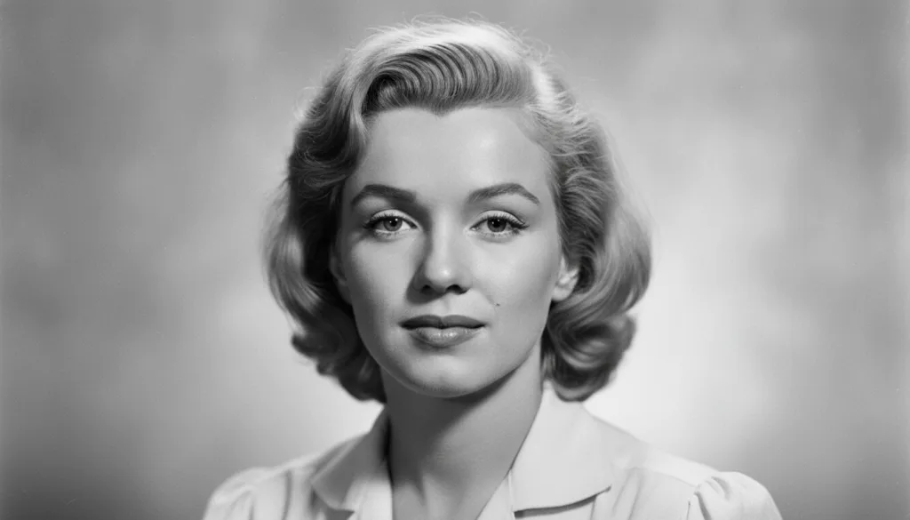 Young Marilyn Monroe Norma Jeane Mortenson before her rise to fame perhaps as a model or early actress in a black and wh